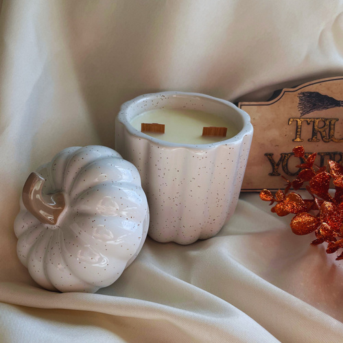 Tall White Pumpkin Spice Coconut Soy Candle