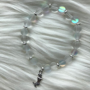 White Sea Glass & White Mermaid Glass Bracelet