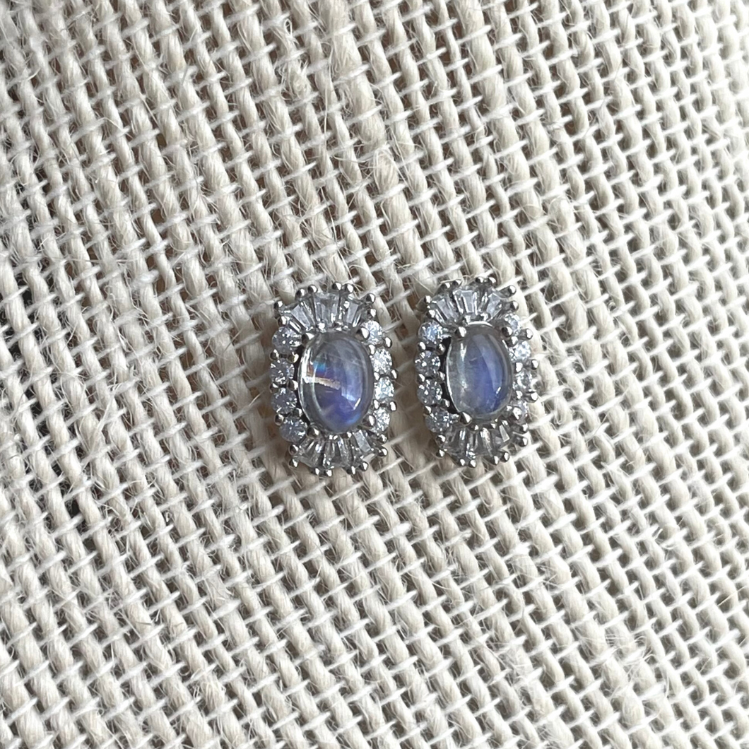 Elegant Rainbow Moonstone Silver Earrings - unique
