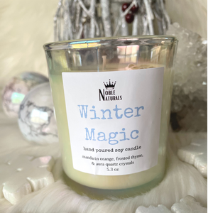 Winter Magic Soy Candle w/ Aura Crystals